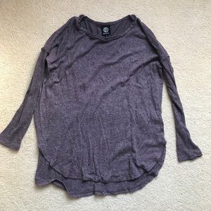 Bobeau Ribbed Long Sleeve Fuzzy Top
